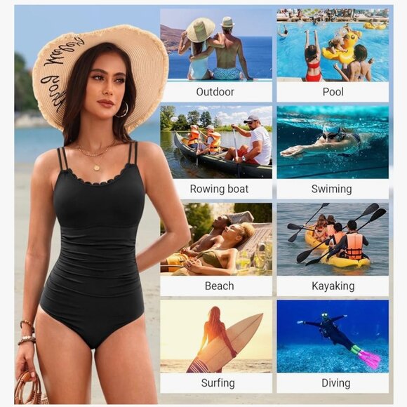 BLACK SIZE LARGE ONE-PIECE SWIMSUIT-NEW - Picture 6 of 6